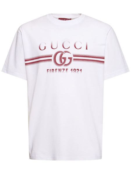 Βαμβακερή μπλούζα από ζέρσεϋ Gucci λευκό