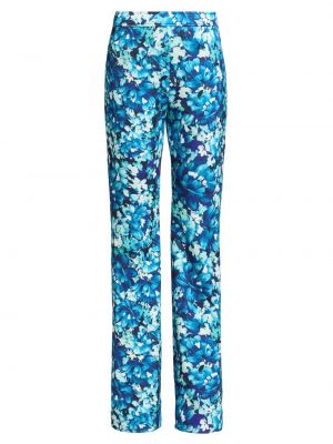 Неопреновые прямые брюки в цветочек с принтом Badgley Mischka синие
