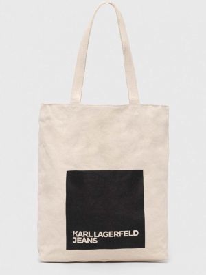Памучни чанта Karl Lagerfeld Jeans бежово