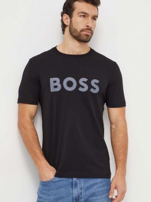 Памучна тениска с дълъг ръкав с апликация Boss Green