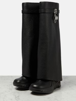 Botas altas de cuero Givenchy negro