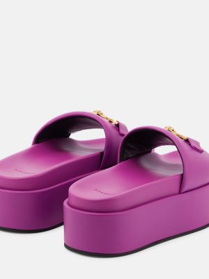Dabīgās ādas kurpes ar platformu Versace rozā