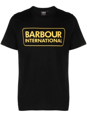 Памучна тениска с принт Barbour черно