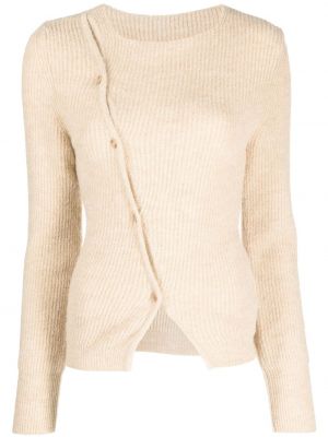Cardigan en tricot asymétrique Jacquemus beige