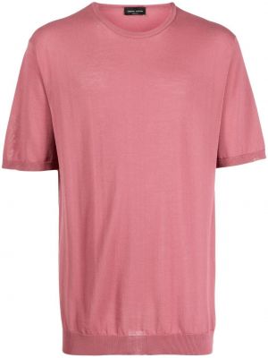 Bavlněné tričko Roberto Collina růžové