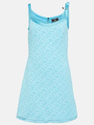 Mini vestido de algodón Versace azul