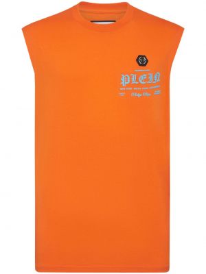 Bavlnená košeľa s potlačou Philipp Plein oranžová