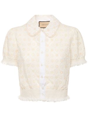 Bavlnená košeľa s výšivkou Gucci