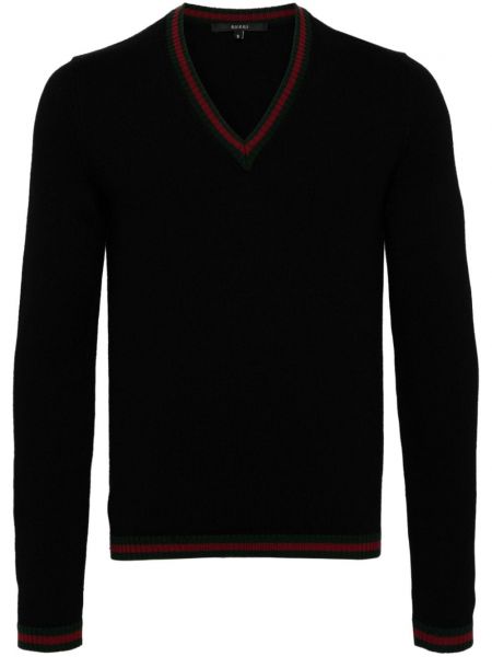 Вълнен пуловер с v-образно деколте Gucci