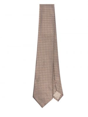 Žakárová hedvábná kravata Emporio Armani hnědá