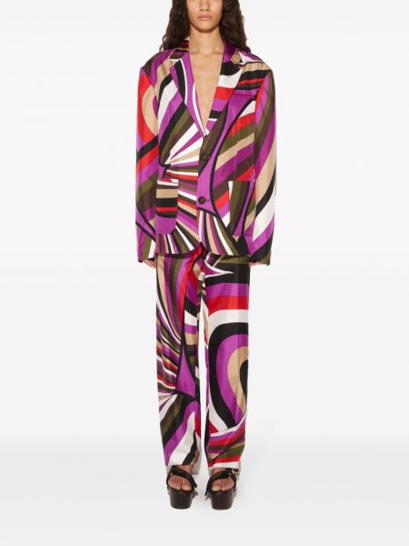 Pantalon droit à imprimé à motifs abstraits Pucci rose