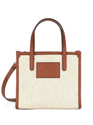 Nákupná taška s potlačou s paisley vzorom Etro biela