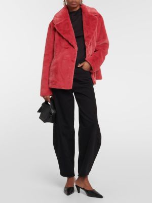 Zamatová bunda s kožušinou Velvet červená