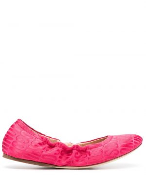 Satenaste nizki čevlji iz žakarda Moschino roza