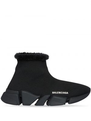 Sneakers με γούνα Balenciaga Speed μαύρο
