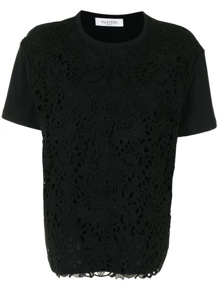 Camiseta con bordado Valentino negro