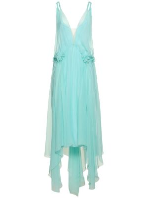 Jedwabna sukienka długa szyfonowa drapowana Alberta Ferretti