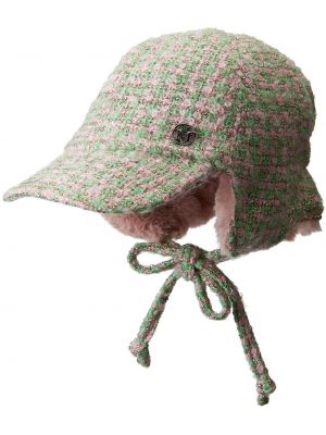 Tigerstripete tweed cap Maison Michel rosa