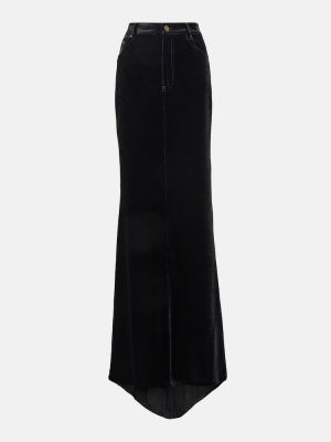 Zamatová dlhá sukňa Saint Laurent čierna