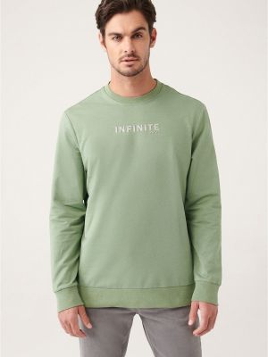 Kokvilnas džemperis bez kapuces ar apdruku Avva zaļš