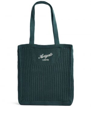 Bombažna nakupovalna torba z vezenjem Axel Arigato zelena