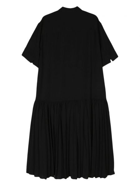 Krepové midi šaty s výšivkou Jil Sander černé