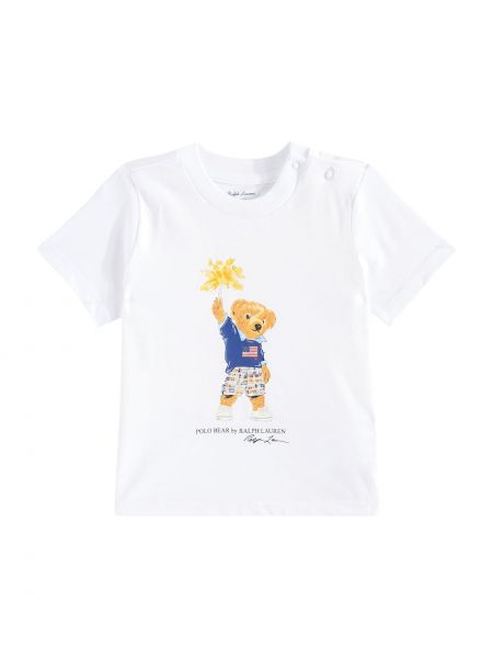 T-shirt i bomull i jersey för tjejer Polo Ralph Lauren Kids vit