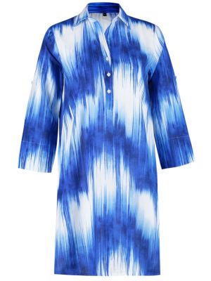 Плетена памучна миди рокля с абстрактен десен Trendyol синьо