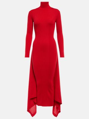 Кашемировое шелковое платье миди Alaïa красное