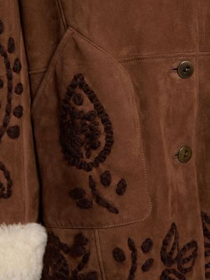 Szarvasbőr hímzett rövid kabát Ermanno Scervino barna
