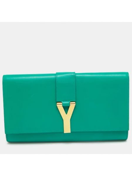 Bolso clutch de cuero Yves Saint Laurent Vintage verde