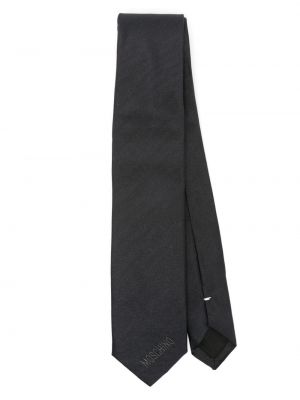 Svilena kravata s uzorkom srca Moschino crna