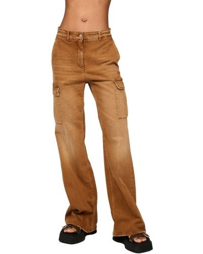 Spodnie z wysokim stanem Mm6 Maison Margiela, brązowy