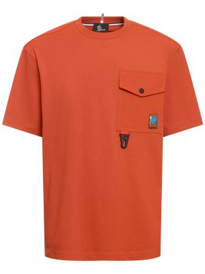 Bombažna majica Moncler Grenoble oranžna