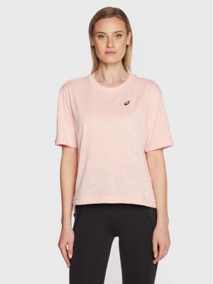 Relaxed fit marškinėliai Asics rožinė