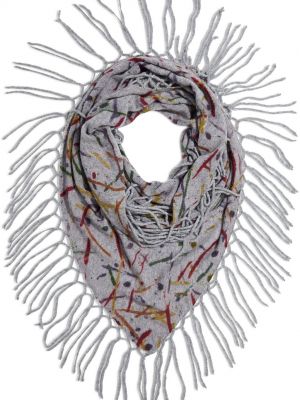 Кашемировый шарф с бахромой с принтом Autumn Cashmere