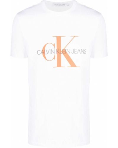 Camiseta con estampado Calvin Klein Jeans blanco