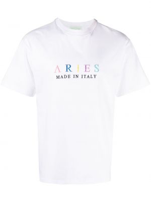 Bavlněné tričko s výšivkou Aries bílé