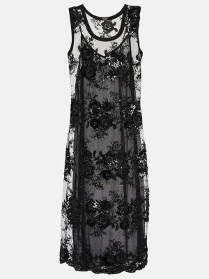 Haftowana sukienka midi z siateczką Dodo Bar Or czarna