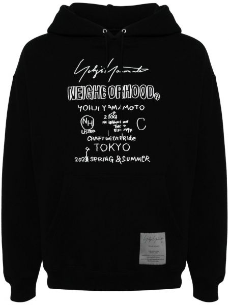 Kokvilnas kapučdžemperis ar apdruku Yohji Yamamoto