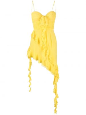 Asymmetrisches cocktailkleid mit rüschen Alessandra Rich gelb