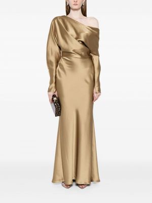 Satynowa sukienka wieczorowa Amsale złota