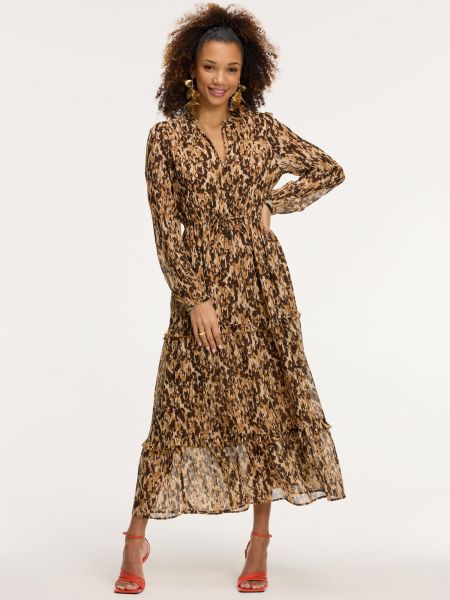Obleka z leopardjim vzorcem Shiwi rjava