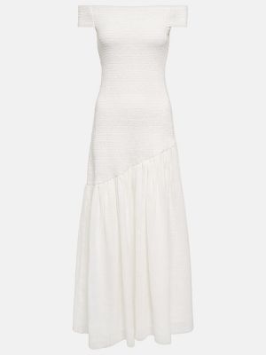 Jedwabna lniana sukienka długa Gabriela Hearst biała