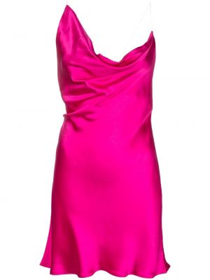 Μεταξωτή κοκτέιλ φόρεμα ντραπέ Y Project ροζ
