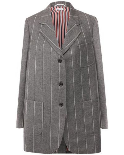 Шерстяной пиджак Thom Browne, серый
