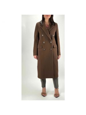 Пальто Cappellini демисезонное, шерсть, силуэт прямой коричневый