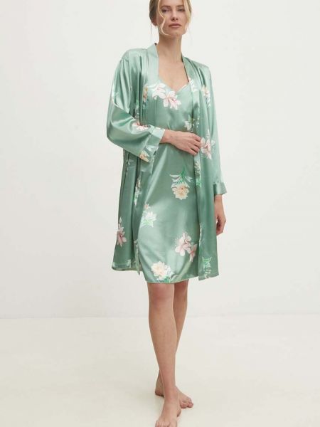 Satynowa piżama Answear Lab zielona