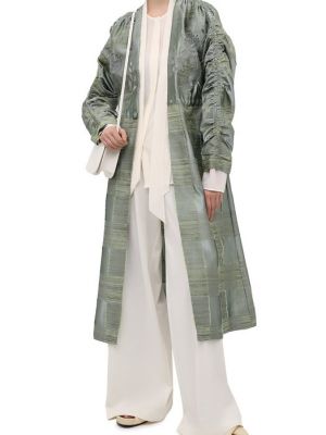 Шелковое пальто Giorgio Armani зеленое