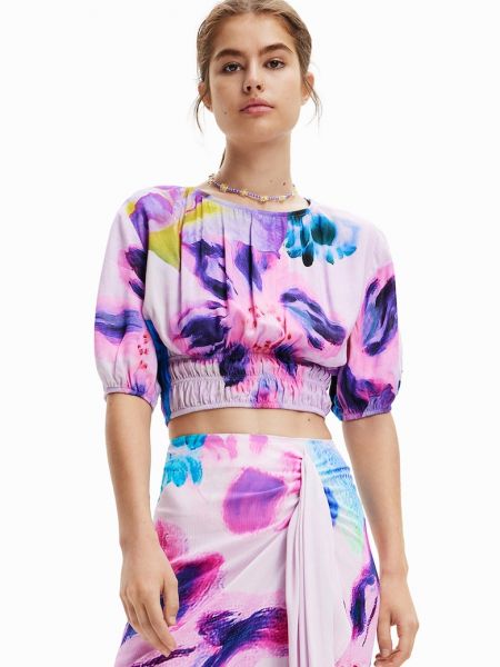 Блузка в цветочек с принтом Desigual фиолетовая